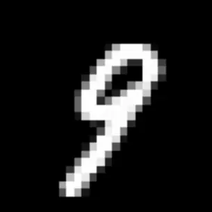 Handwritten digit 9 from MNIST dataset.